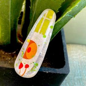 Handmade Festive Holiday French Barrett White Rudolph Strip Oval